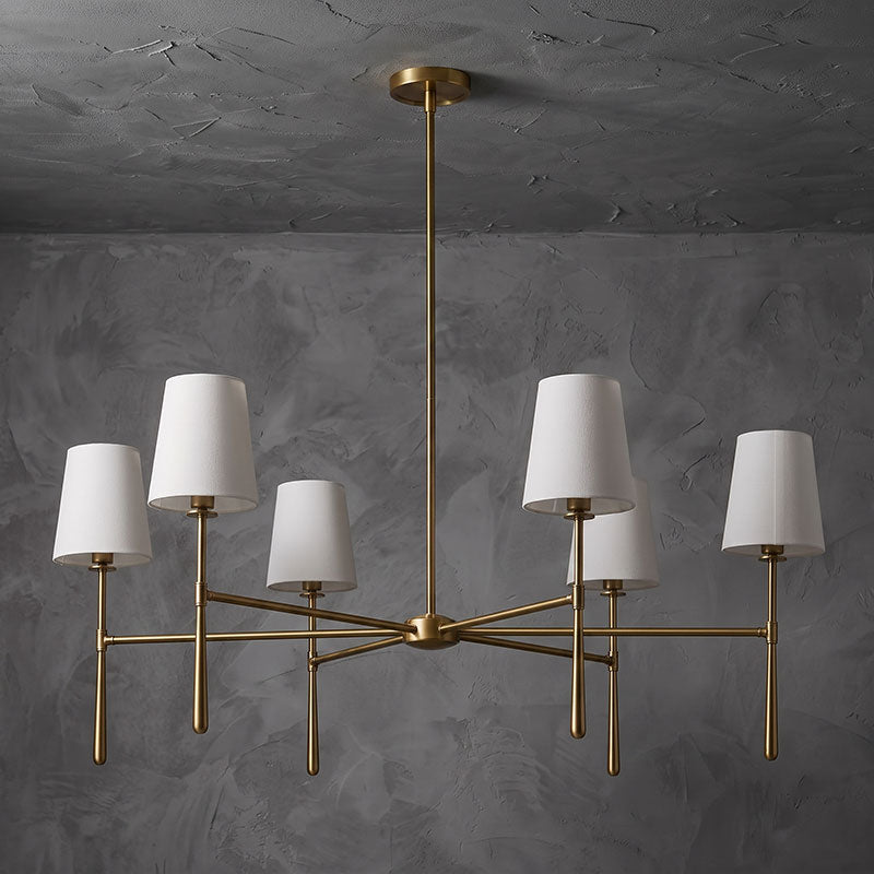 Rhodes Linen Torch Chandelier-Home & Garden > Lighting > Chandeliers-Laren Fete-6 heads D 107cm x H 44cm / ∅ 42.1″ x H 17.3″-Brass-Laren Fete