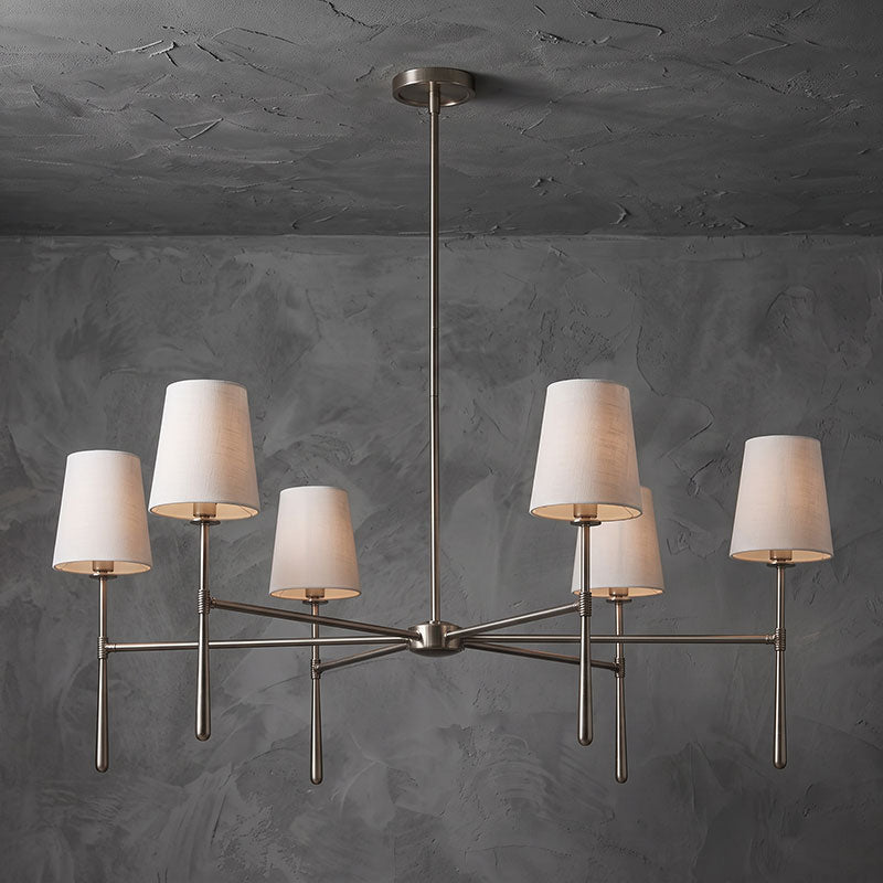 Rhodes Linen Torch Chandelier-Home & Garden > Lighting > Chandeliers-Laren Fete-6 heads D 107cm x H 44cm / ∅ 42.1″ x H 17.3″-Nickle color-Laren Fete