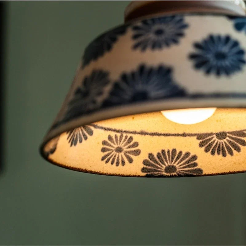 Ronja Ceramic Pendant Light-Home & Garden > Lighting > Pendant Lights-Laren Fete-Blue Daisy-Laren Fete