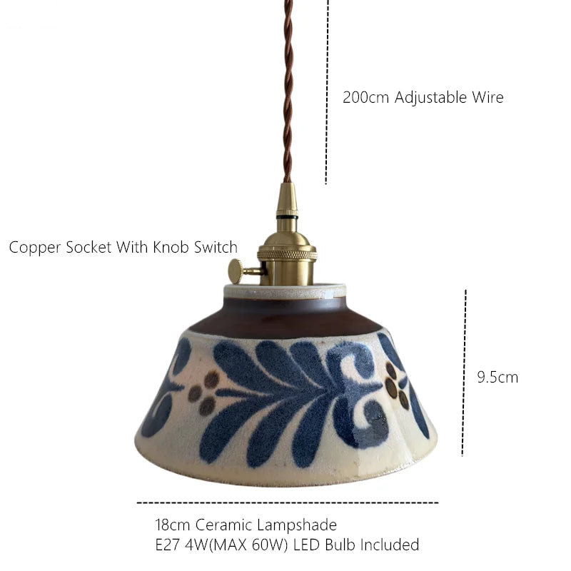 Ronja Ceramic Pendant Light-Home & Garden > Lighting > Pendant Lights-Laren Fete-Blue Daisy-Laren Fete