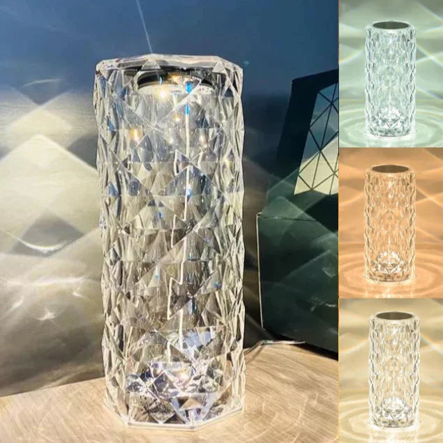 Shard Diamond-Cut Cordless Crystal Lamp-Home & Garden > Lighting > Table Lamps-Laren Fete-Tri-Natural Light-Laren Fete