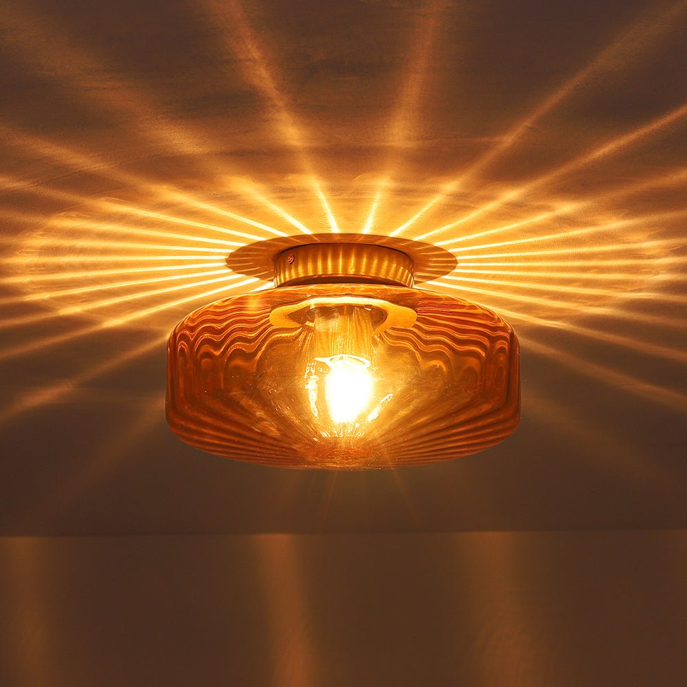 Sienna Amber Glass Flush Mount-Home & Garden > Lighting > Ceiling Lights-Laren Fete-11.8 in. (30cm)-Laren Fete