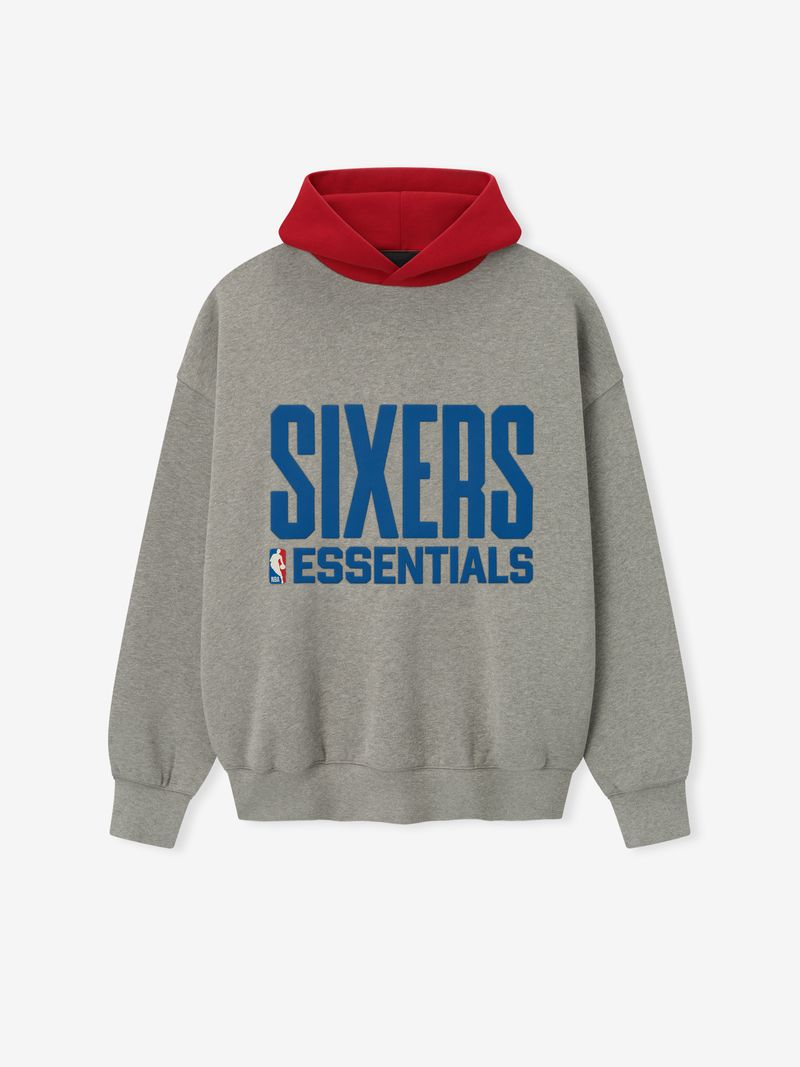 Sixers Sport Hoodie-Tops-Laren Fete-Concrete Heather/ Red-XS-Laren Fete