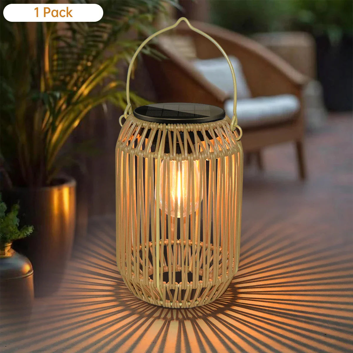 Solara Solar Rattan Outdoor Lantern-Home & Garden > Lighting > Outdoor Lighting > Decorative Outdoor Lighting-Laren Fete-Tall-Laren Fete