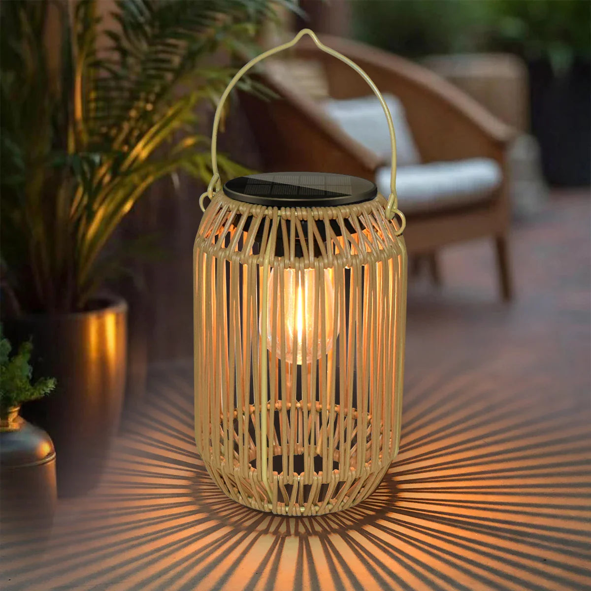 Solara Solar Rattan Outdoor Lantern-Home & Garden > Lighting > Outdoor Lighting > Decorative Outdoor Lighting-Laren Fete-Tall-Laren Fete