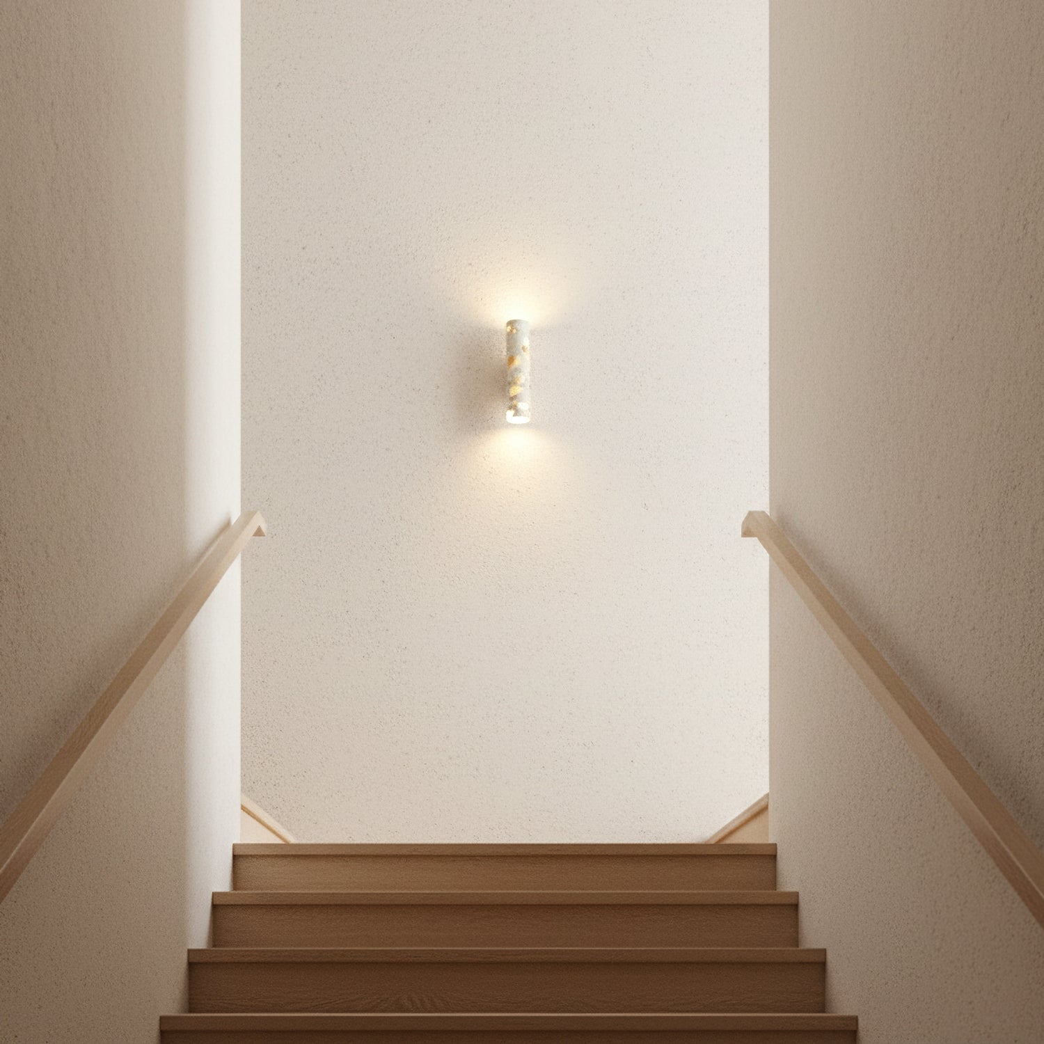 Solis Terrazzo & Walnut Wall Sconce-Home & Garden > Lighting > Wall Lights & Sconces-Laren Fete-L 3.1″ x W 4.3″ x H 11″-Beige-Laren Fete