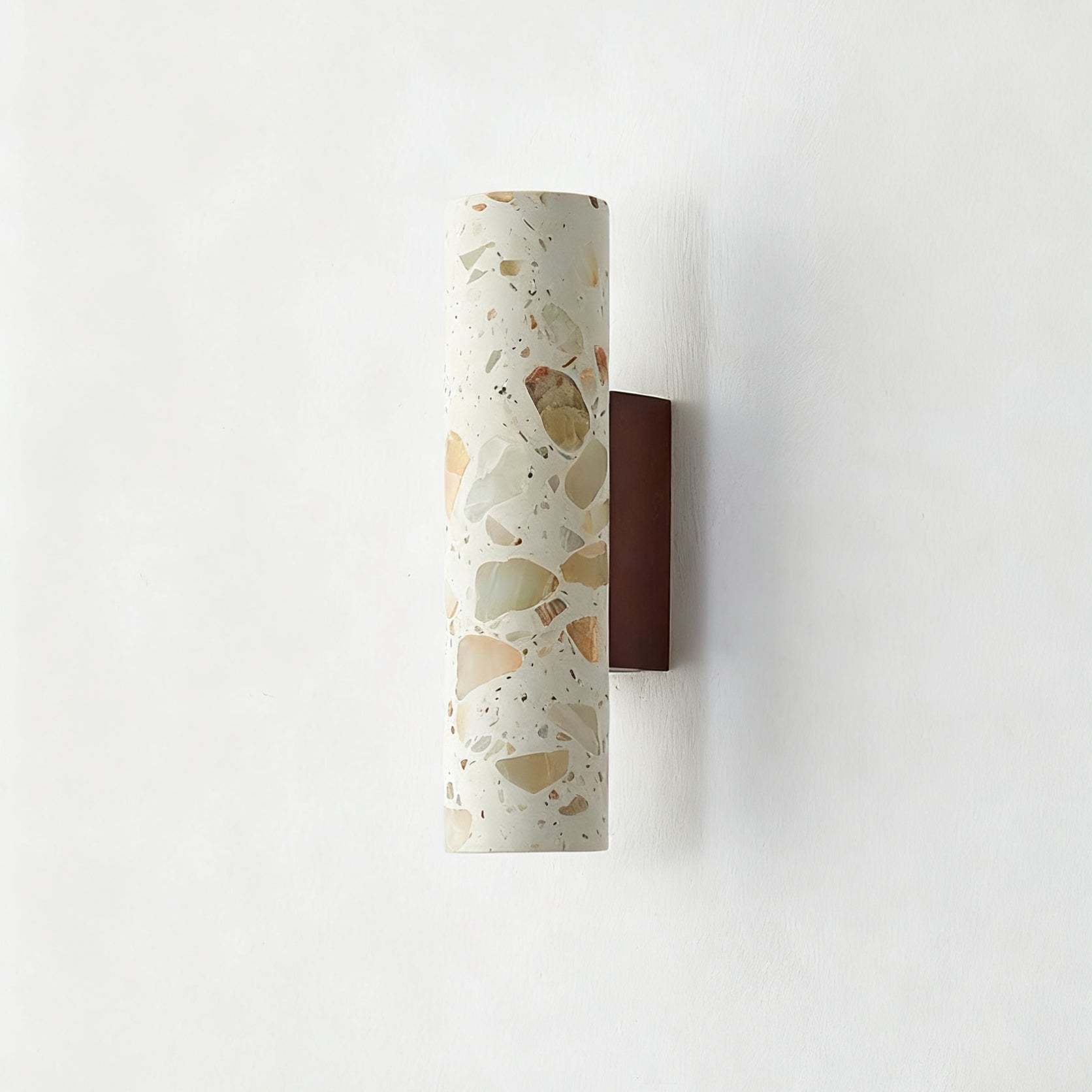 Solis Terrazzo & Walnut Wall Sconce-Home & Garden > Lighting > Wall Lights & Sconces-Laren Fete-L 3.1″ x W 4.3″ x H 11″-Beige-Laren Fete