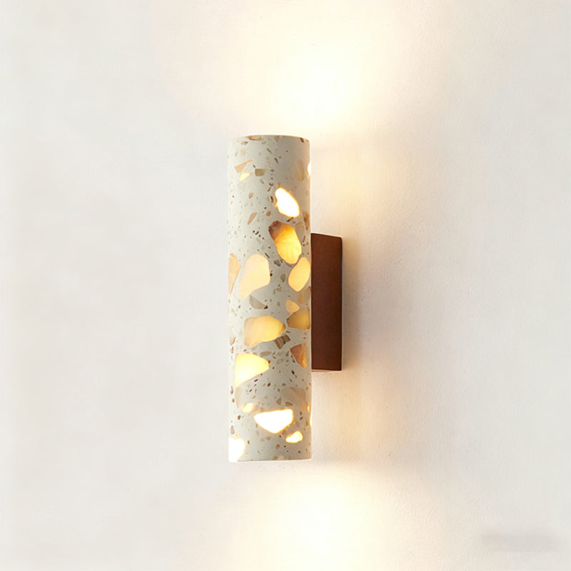 Solis Terrazzo & Walnut Wall Sconce-Home & Garden > Lighting > Wall Lights & Sconces-Laren Fete-L 3.1″ x W 4.3″ x H 11″-Beige-Laren Fete