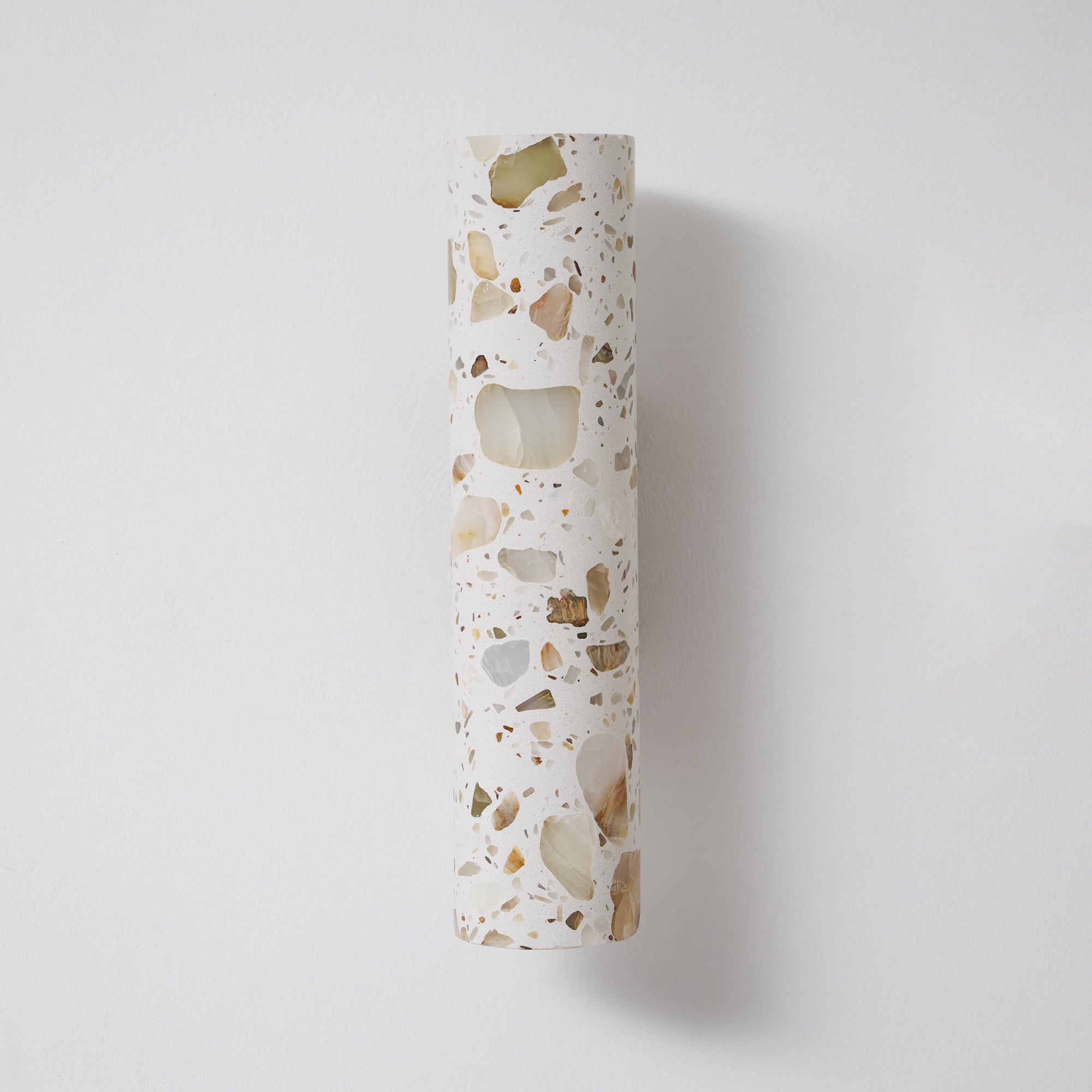 Solis Terrazzo & Walnut Wall Sconce-Home & Garden > Lighting > Wall Lights & Sconces-Laren Fete-L 3.1″ x W 4.3″ x H 11″-Beige-Laren Fete