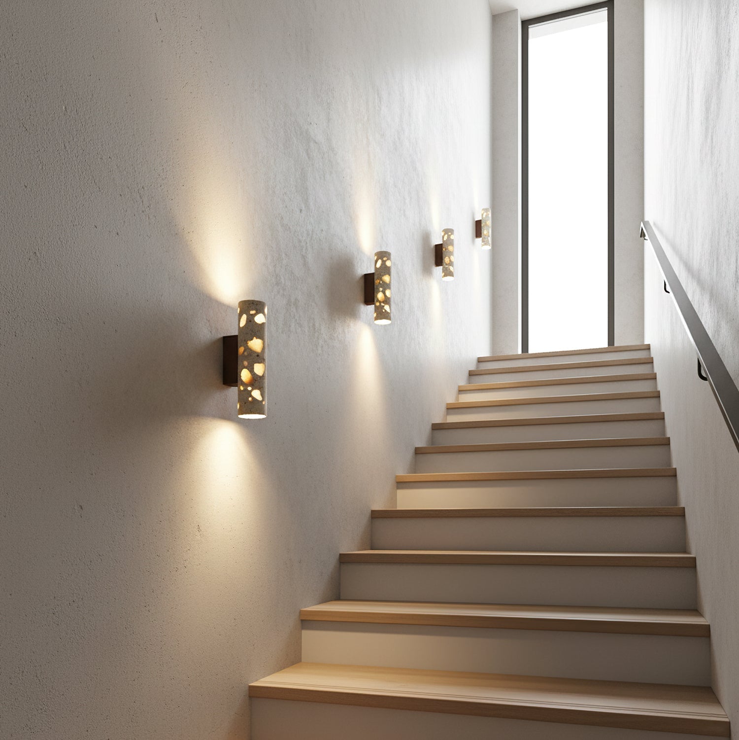 Solis Terrazzo & Walnut Wall Sconce-Home & Garden > Lighting > Wall Lights & Sconces-Laren Fete-L 3.1″ x W 4.3″ x H 11″-Beige-Laren Fete