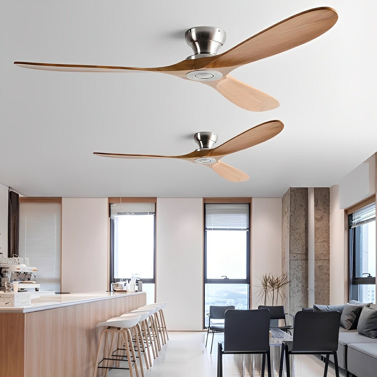 Solvik Wood Blade DC Ceiling Fan-Home & Garden > Lighting > Ceiling Fans-Laren Fete-Nickel Wood-42"-Laren Fete