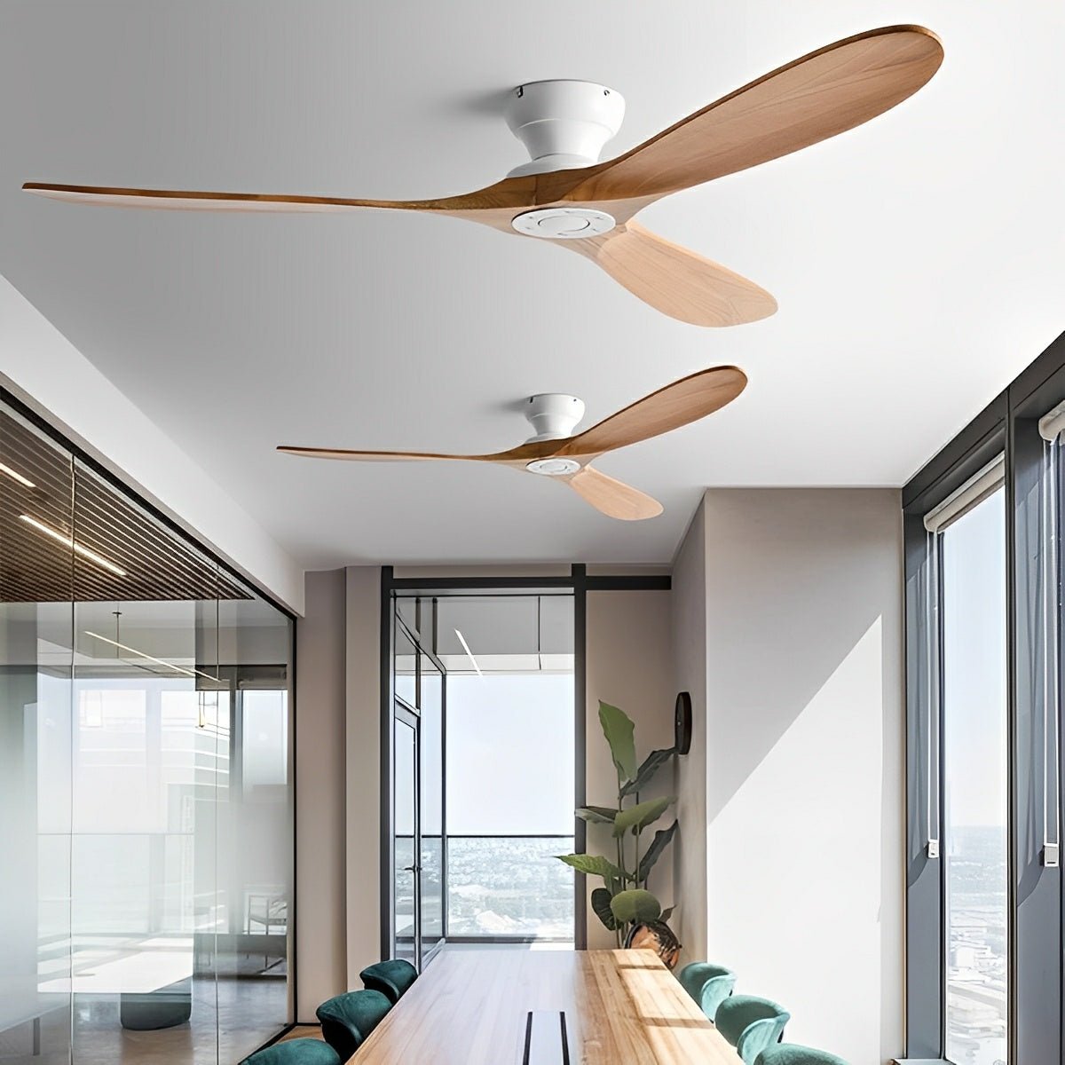 Solvik Wood Blade DC Ceiling Fan-Home & Garden > Lighting > Ceiling Fans-Laren Fete-White Wood-42"-Laren Fete