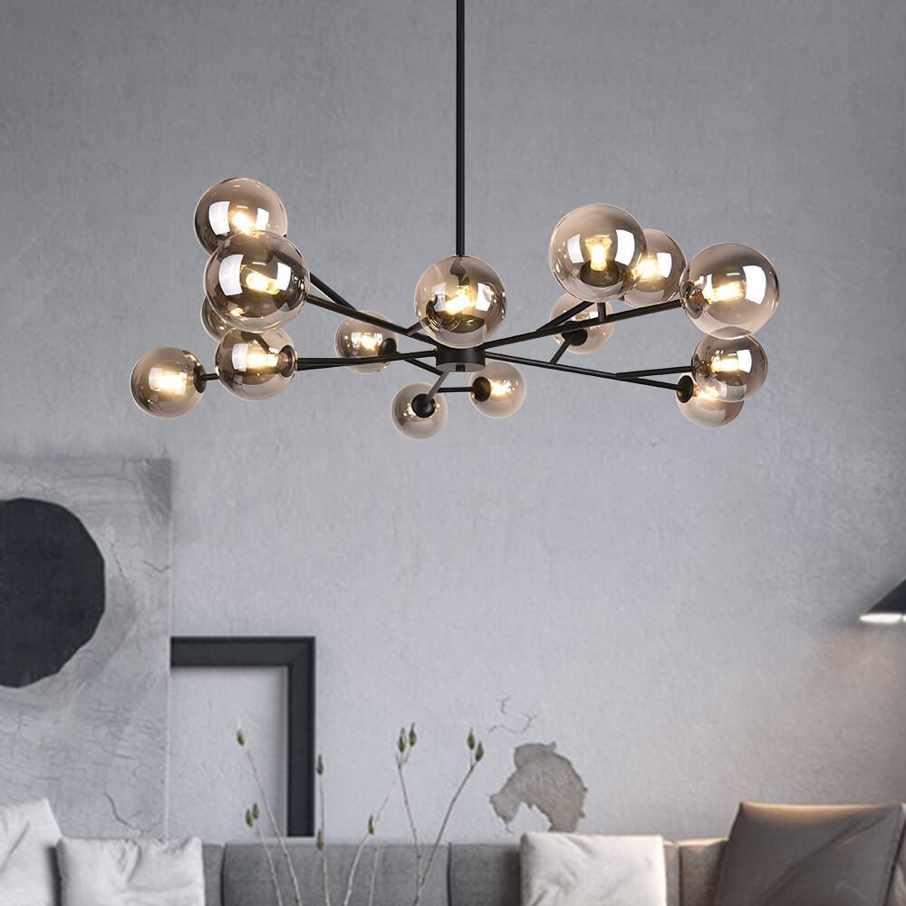 Sparky Black Chandelier | 15-Light Modern Sputnik Design 7