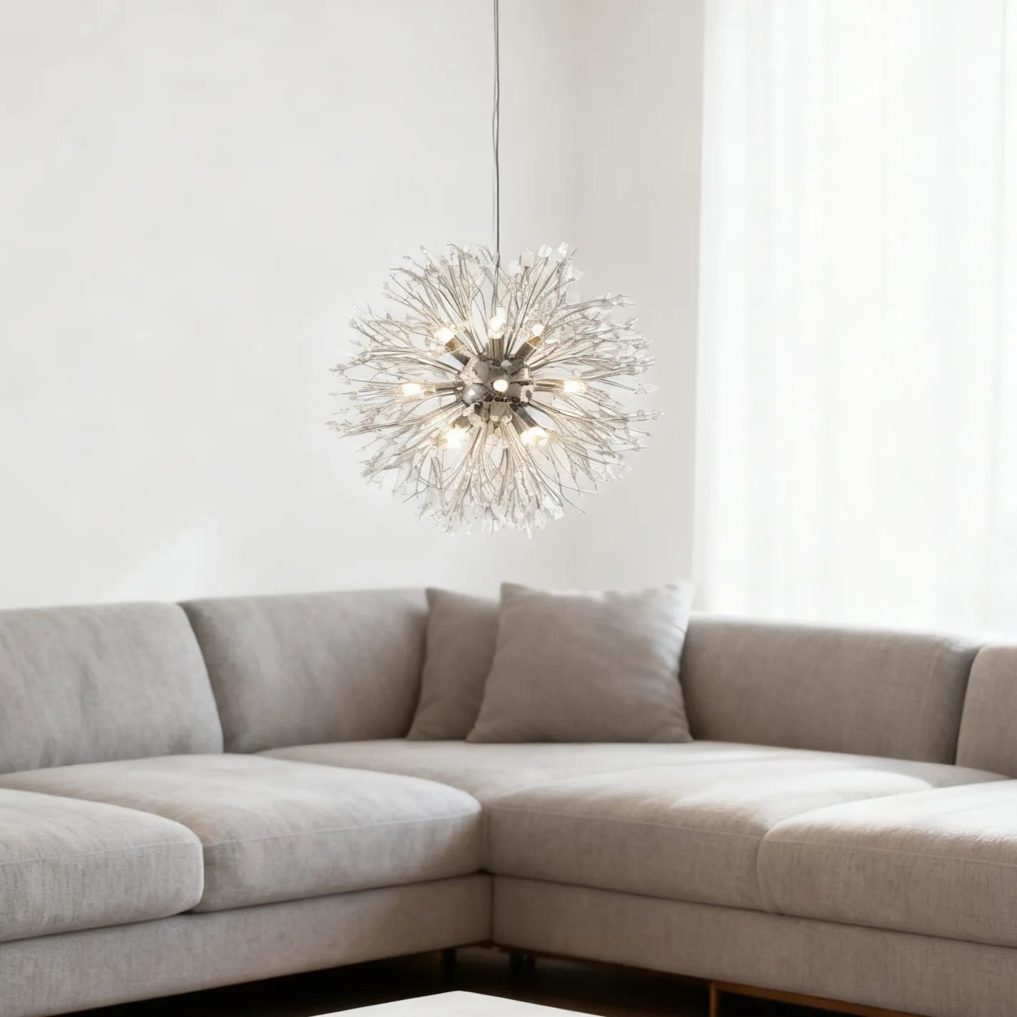 Sparrow Glass Pendant Light | Crystal, Dimmable LED for Kitchen Pendant Lighting 8