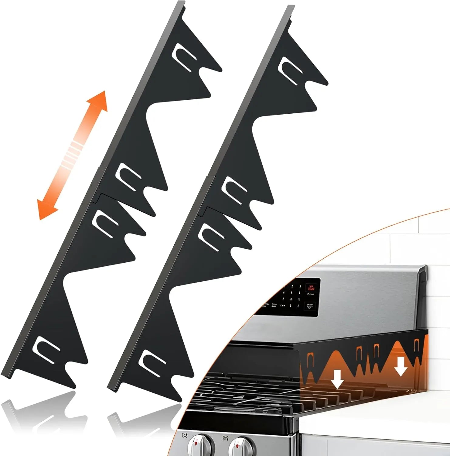 Stove Gap Covers – 304 Stainless Steel, Set of 2-Home & Garden > Kitchen & Dining > Kitchen Tools & Gadgets-Laren Fete-2 Pcs - Black-Laren Fete
