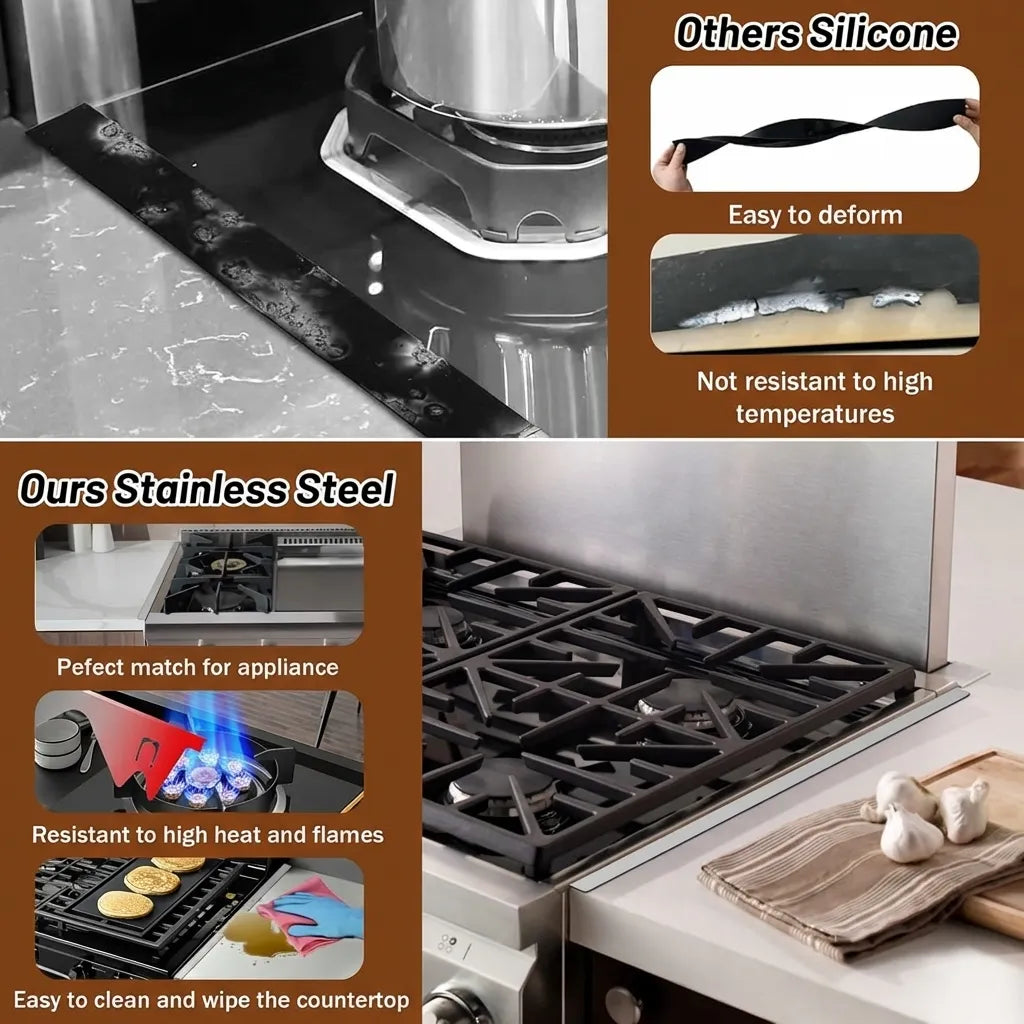 Stove Gap Covers – 304 Stainless Steel, Set of 2-Home & Garden > Kitchen & Dining > Kitchen Tools & Gadgets-Laren Fete-2pcs - Silver-Laren Fete