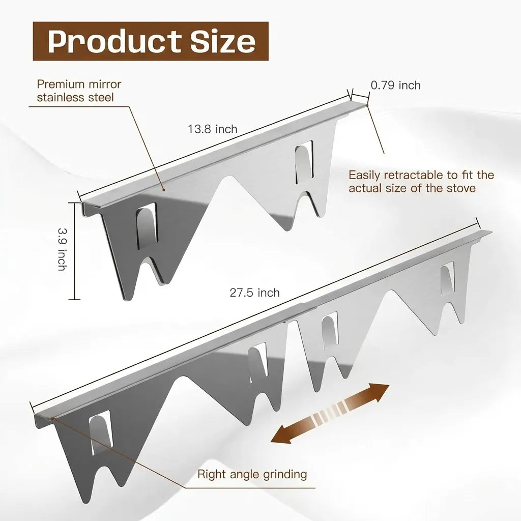 Stove Gap Covers – 304 Stainless Steel, Set of 2-Home & Garden > Kitchen & Dining > Kitchen Tools & Gadgets-Laren Fete-2pcs - Silver-Laren Fete