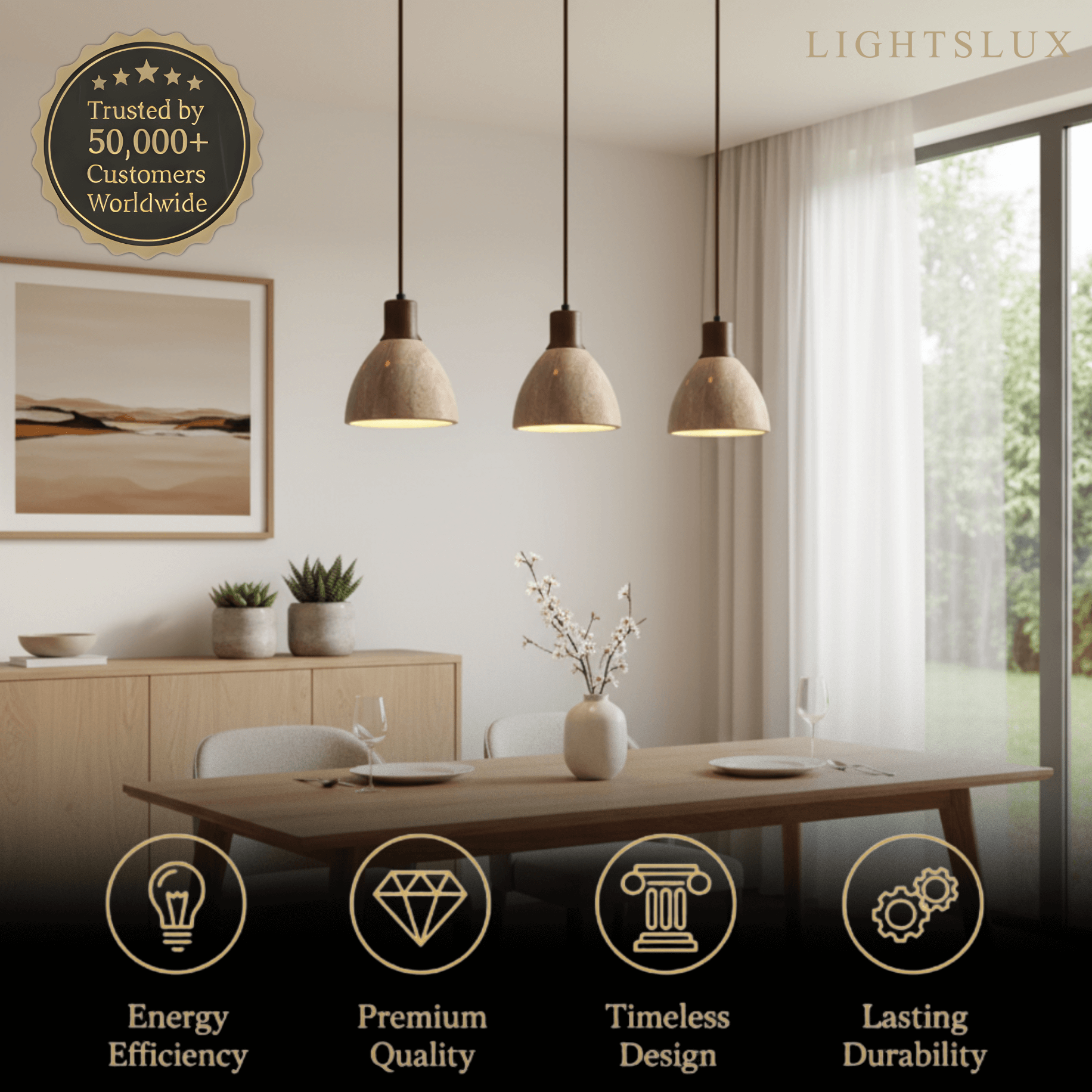 Strata Travertine & Wood Pendant Light-Home & Garden > Lighting > Pendant Lights-Laren Fete-Walnut-Warm White (3000K)-Laren Fete