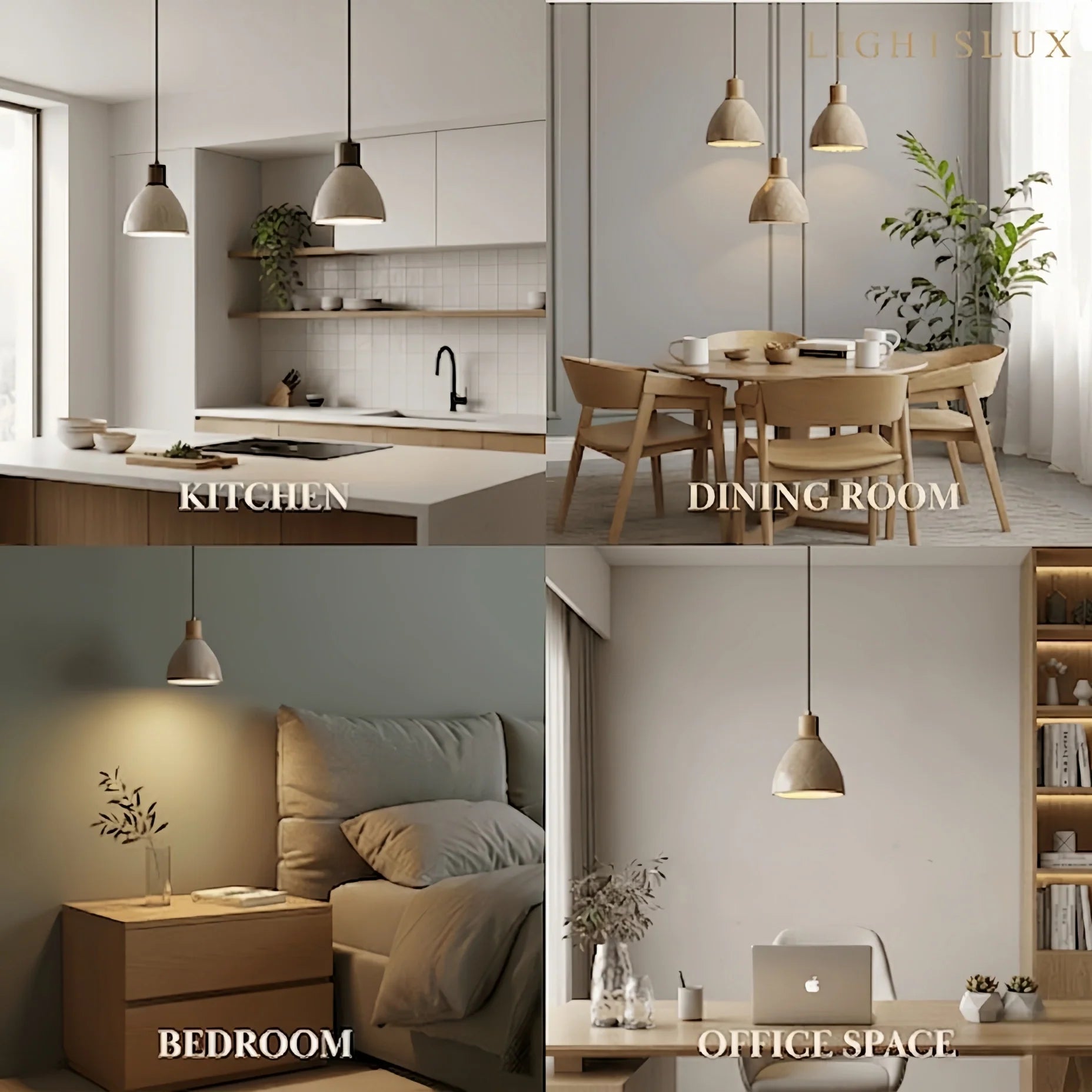 Strata Travertine & Wood Pendant Light-Home & Garden > Lighting > Pendant Lights-Laren Fete-Walnut-Warm White (3000K)-Laren Fete