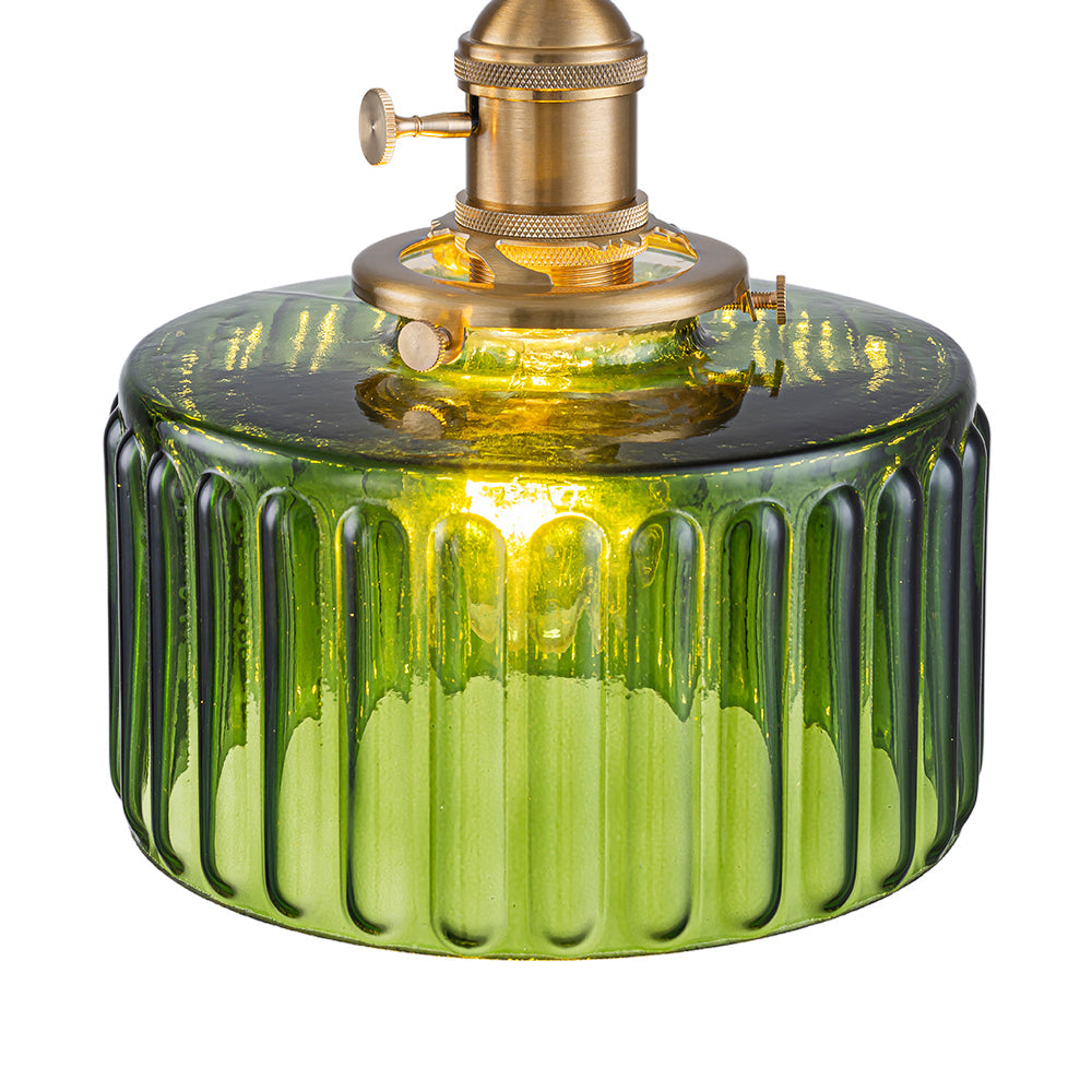 Tambour Striped Glass Drum Pendant Light-Home & Garden > Lighting > Pendant Lights-Laren Fete-Green-Laren Fete