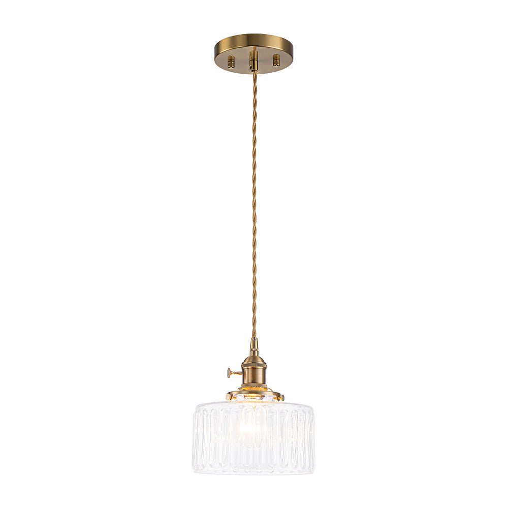 Tambour Striped Glass Drum Pendant Light-Home & Garden > Lighting > Pendant Lights-Laren Fete-Green-Laren Fete