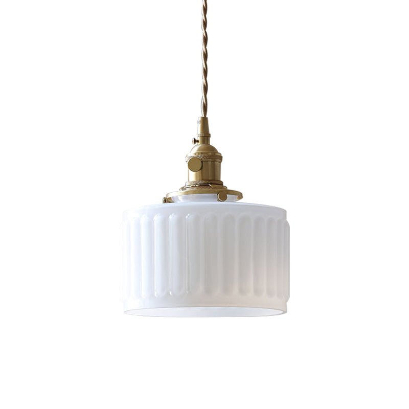 Tambour Striped Glass Drum Pendant Light-Home & Garden > Lighting > Pendant Lights-Laren Fete-Green-Laren Fete