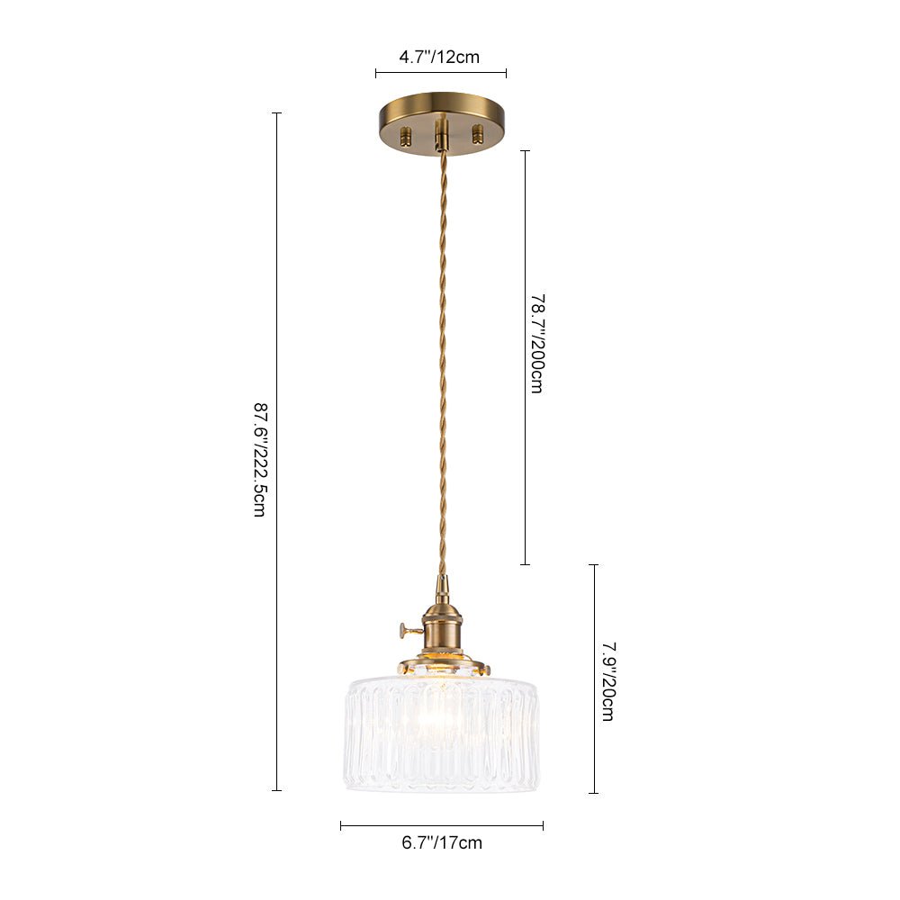 Tambour Striped Glass Drum Pendant Light-Home & Garden > Lighting > Pendant Lights-Laren Fete-Green-Laren Fete
