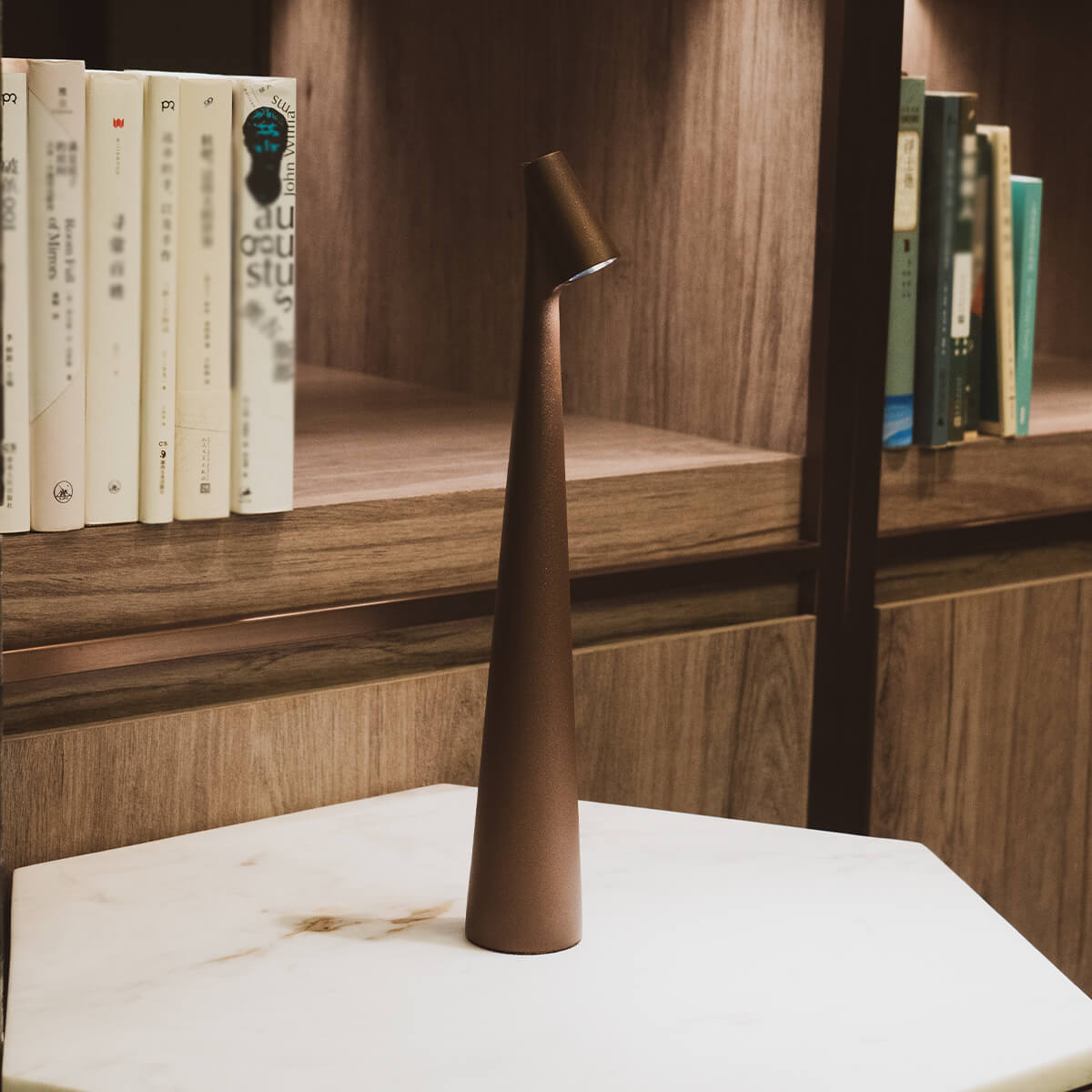 Tura Aluminium Portable Table Lamp-Home & Garden > Lighting > Table Lamps-Laren Fete-Short (H=13in / 33cm)-Golden Brown-Laren Fete