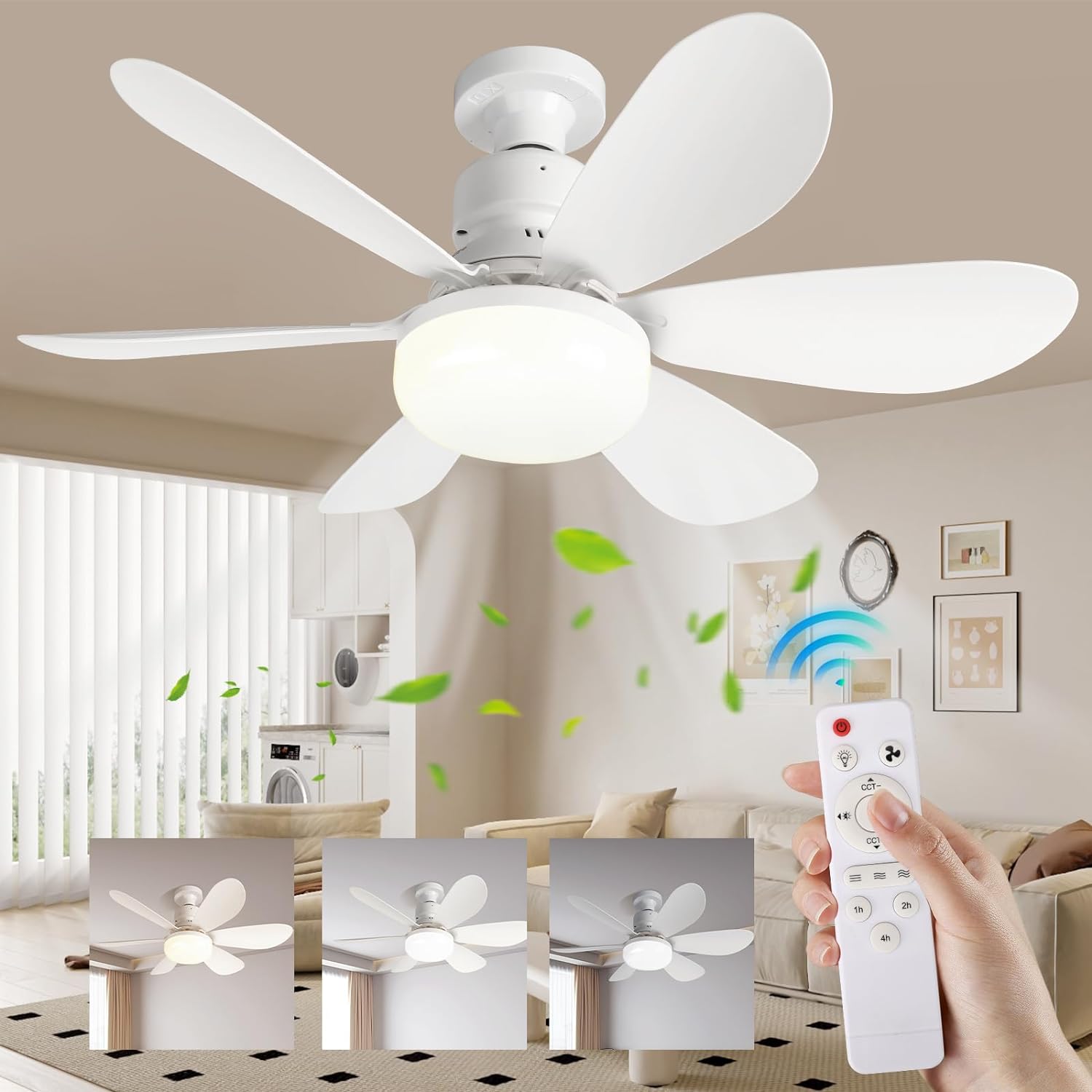 Vega LED Ceiling Fan with Remote Control – 3 Colour Temps-Home & Garden > Lighting > Ceiling Fans-Laren Fete-Laren Fete