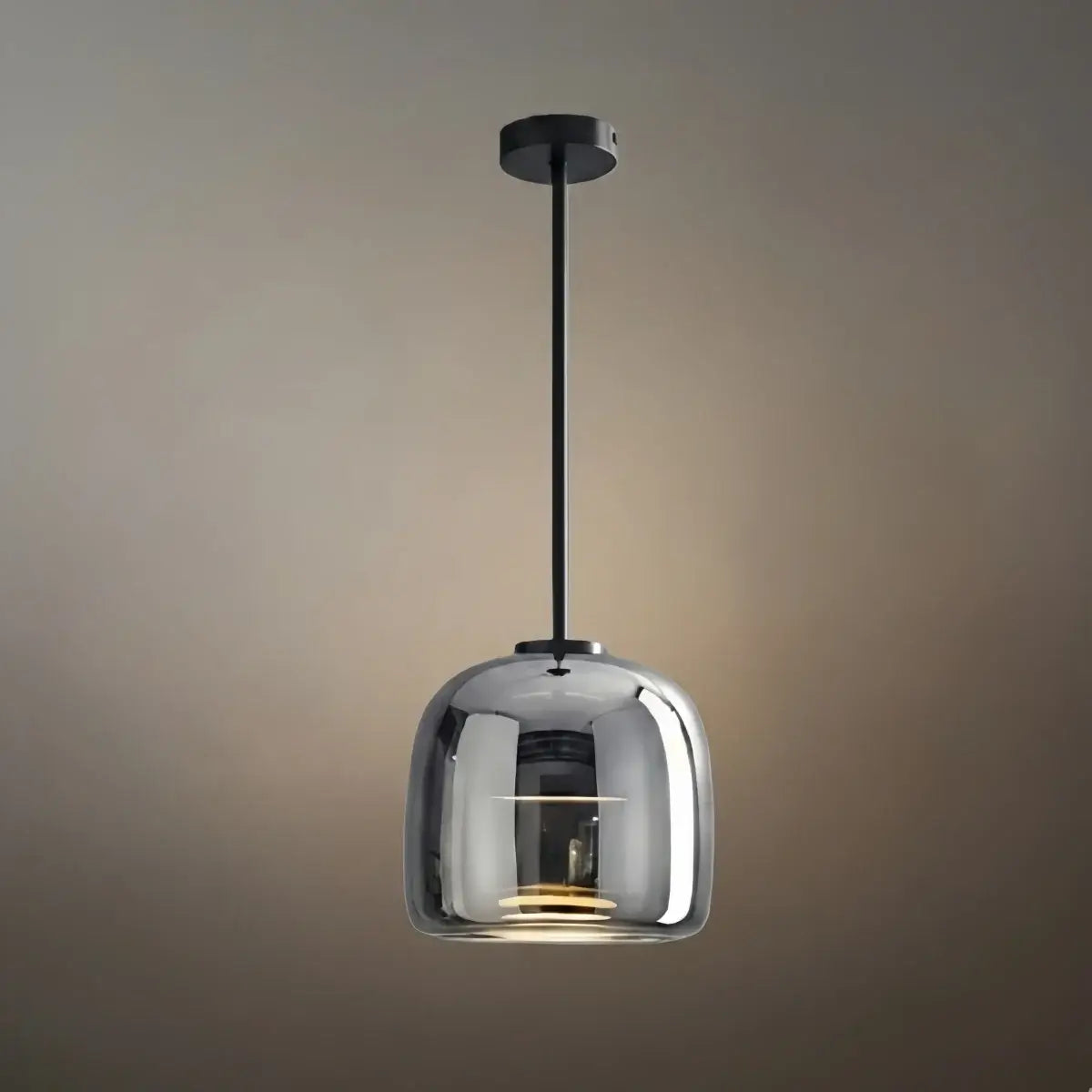 Vetro Hand-Blown Glass Pendant Light-Home & Garden > Lighting > Pendant Lights-Laren Fete-D26cm × H 25cm (10.2″ × 9.8″)-Black & Smoke grey-Warm White (3000K)-Laren Fete
