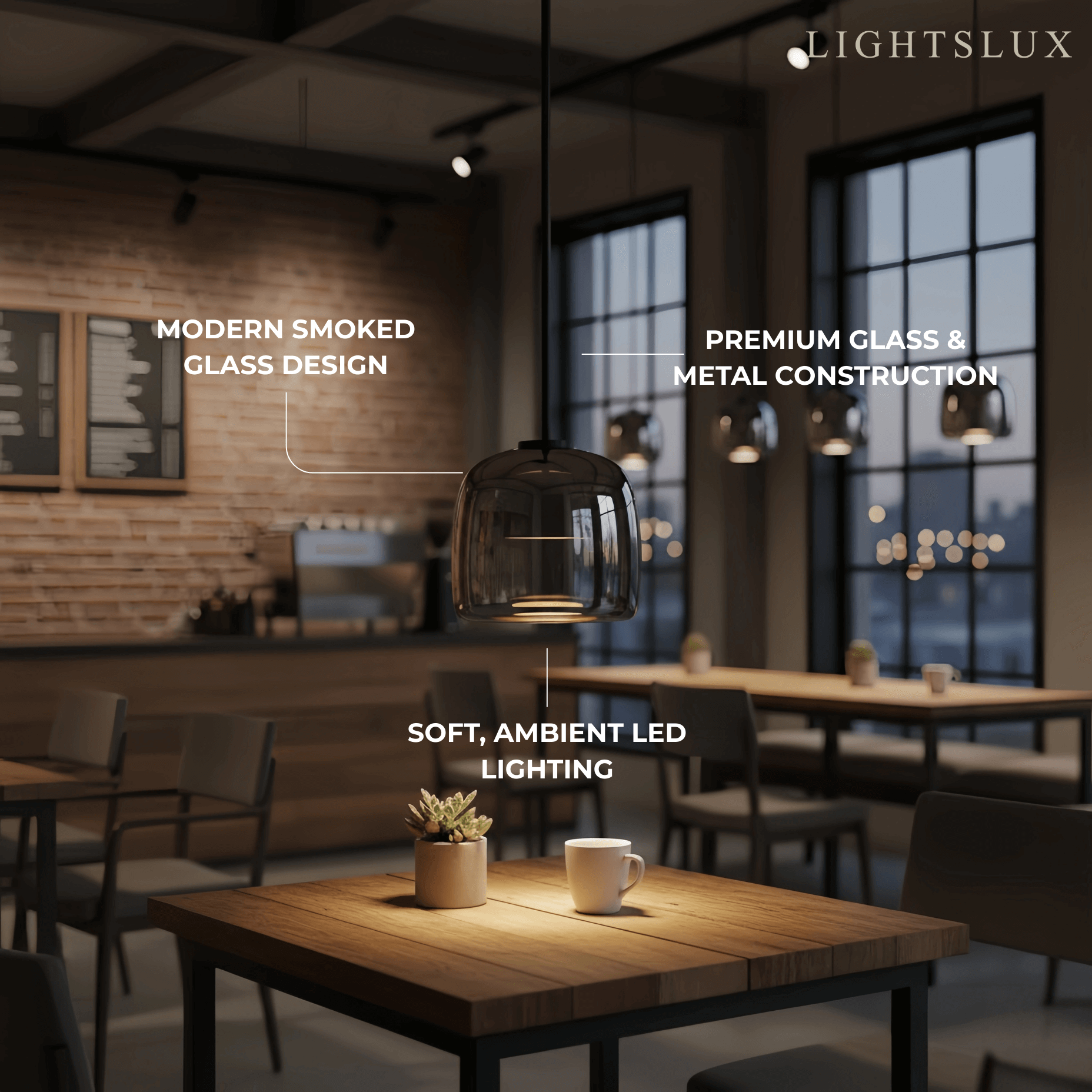 Vetro Hand-Blown Glass Pendant Light-Home & Garden > Lighting > Pendant Lights-Laren Fete-D26cm × H 25cm (10.2″ × 9.8″)-Black & Smoke grey-Warm White (3000K)-Laren Fete