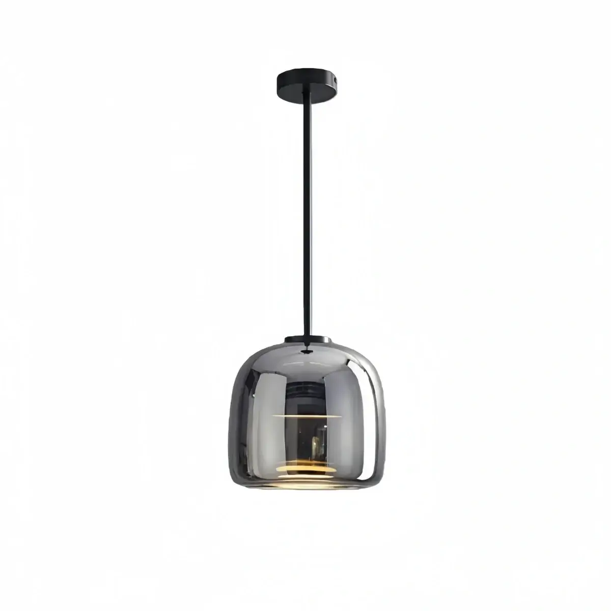 Vetro Hand-Blown Glass Pendant Light-Home & Garden > Lighting > Pendant Lights-Laren Fete-D26cm × H 25cm (10.2″ × 9.8″)-Black & Smoke grey-Warm White (3000K)-Laren Fete