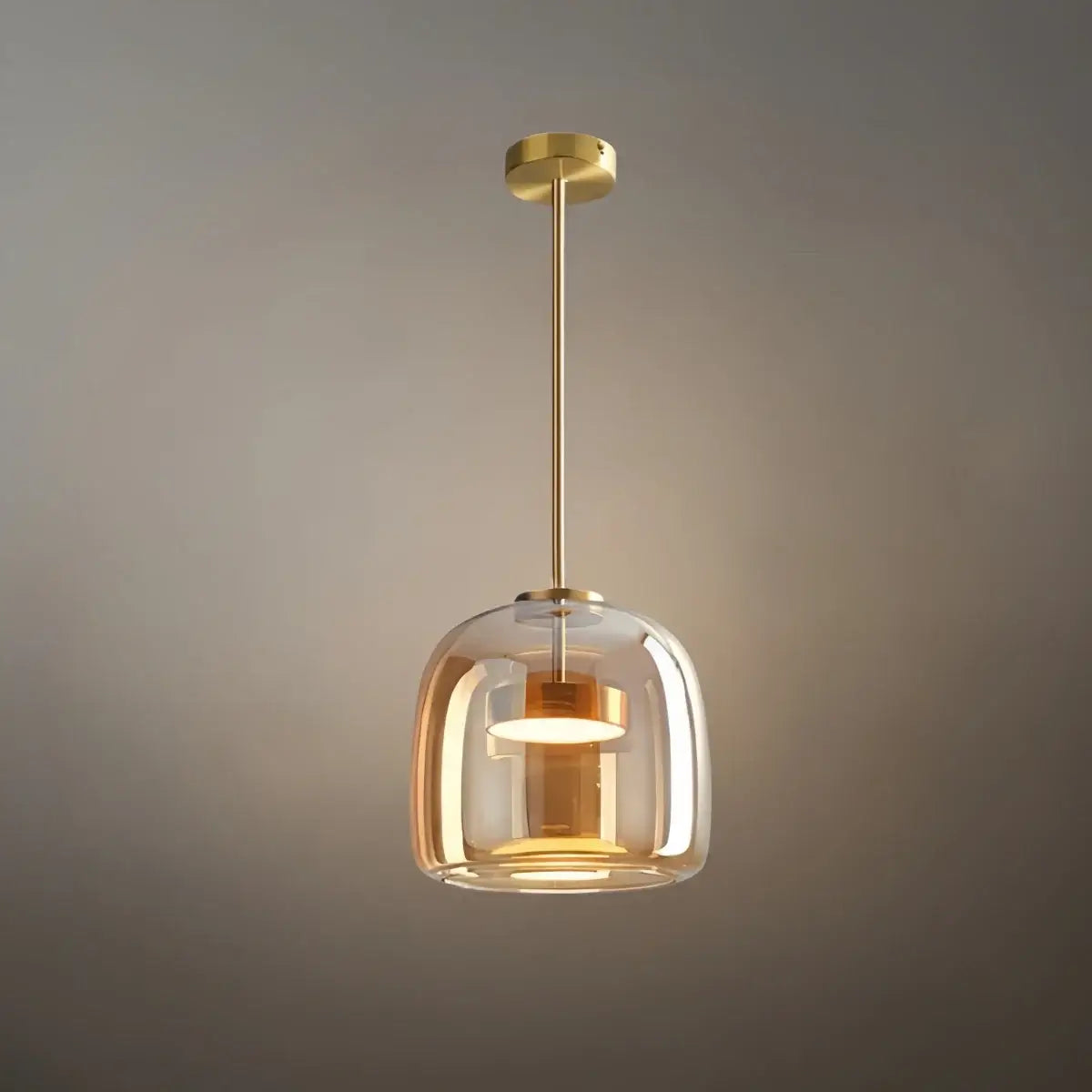 Vetro Hand-Blown Glass Pendant Light-Home & Garden > Lighting > Pendant Lights-Laren Fete-D26cm × H 25cm (10.2″ × 9.8″)-Gold & Amber-Warm White (3000K)-Laren Fete