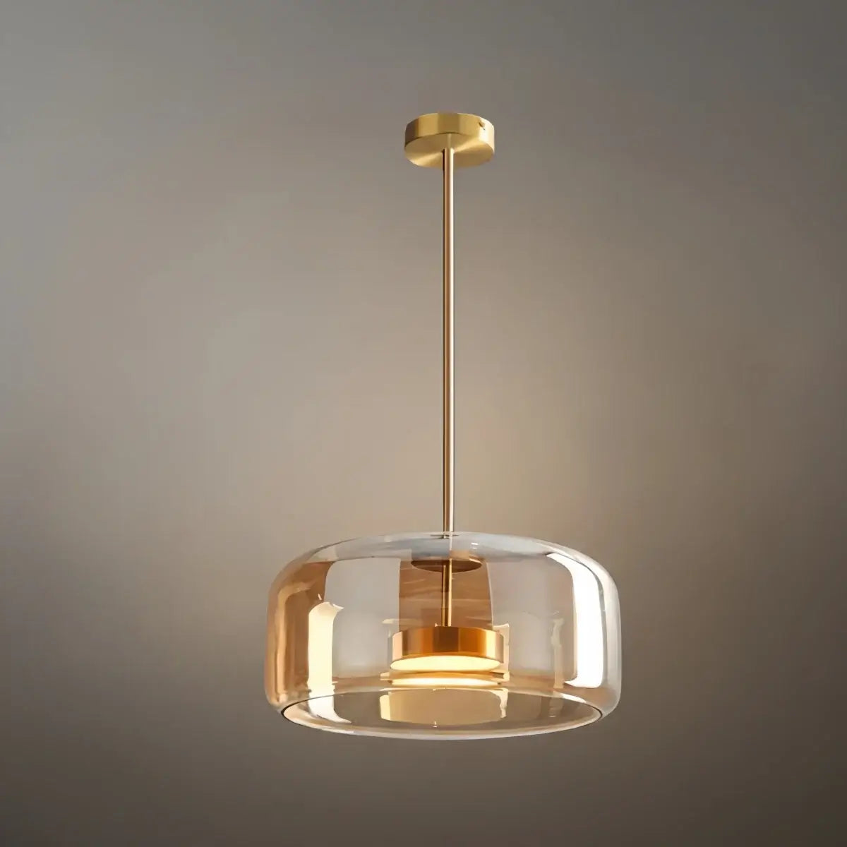 Vetro Hand-Blown Glass Pendant Light-Home & Garden > Lighting > Pendant Lights-Laren Fete-D38cm × H 17cm (15″ × 6.7″)-Gold & Amber-Warm White (3000K)-Laren Fete