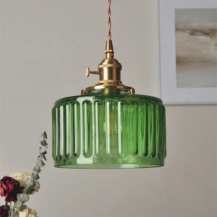 Vinta Pendant Light | Ribbed Glass, Gold Finish 0