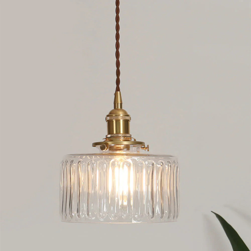 Vinta Pendant Light | Ribbed Glass, Gold Finish 10