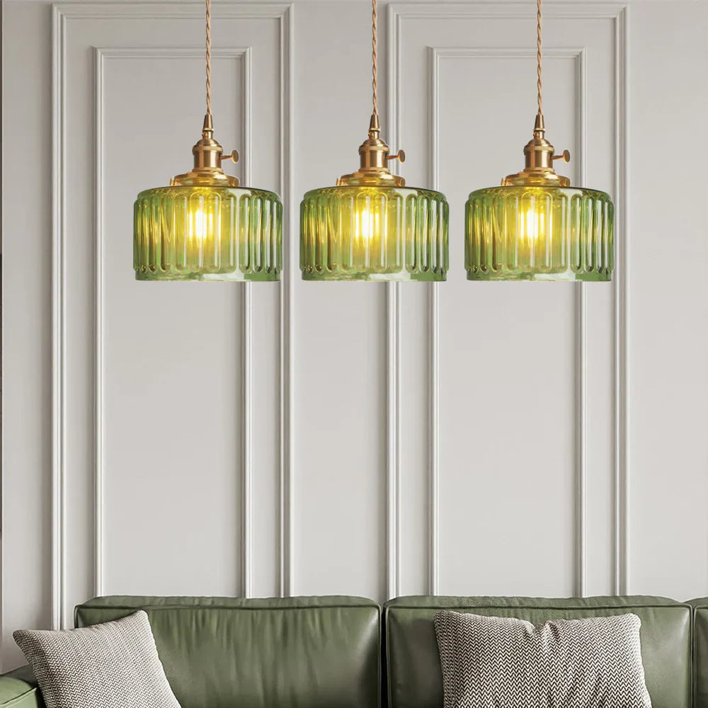 Vinta Pendant Light | Ribbed Glass, Gold Finish 11