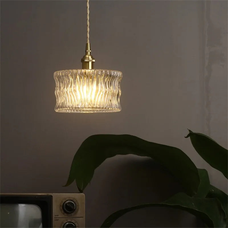 Vinta Pendant Light | Ribbed Glass, Gold Finish 3