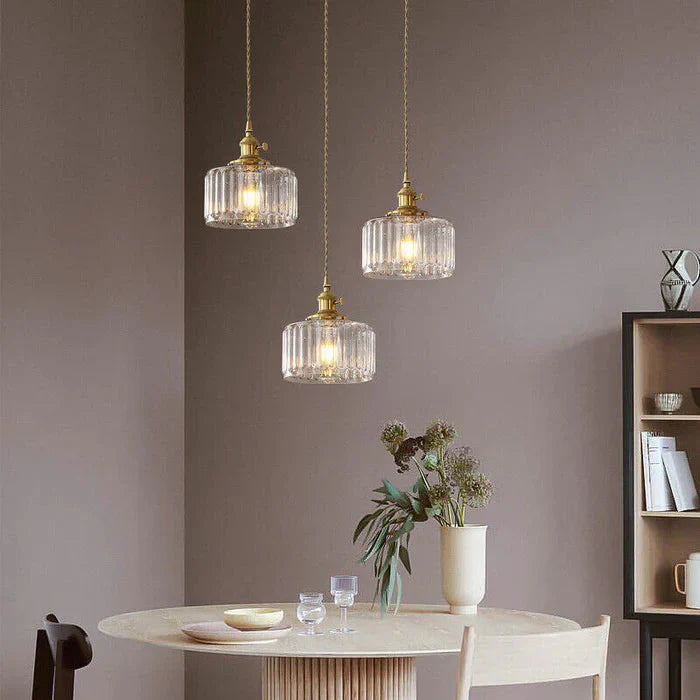 Vinta Pendant Light | Ribbed Glass, Gold Finish 7