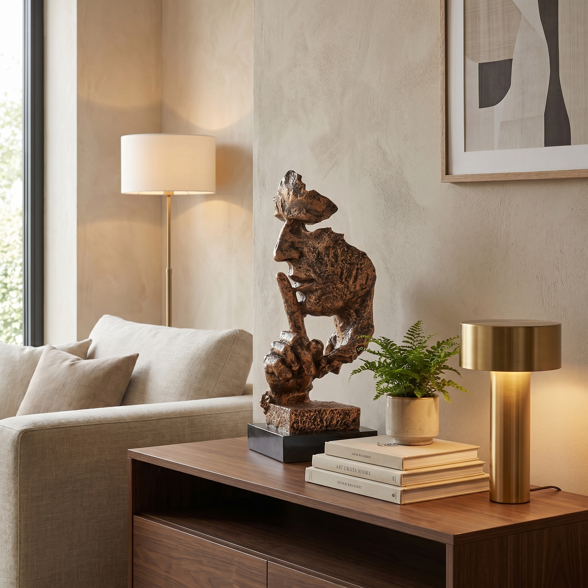 Viso Abstract Face Sculpture-Home & Garden > Decor > Decorative Objects & Sculptures-Laren Fete-Gold-Laren Fete