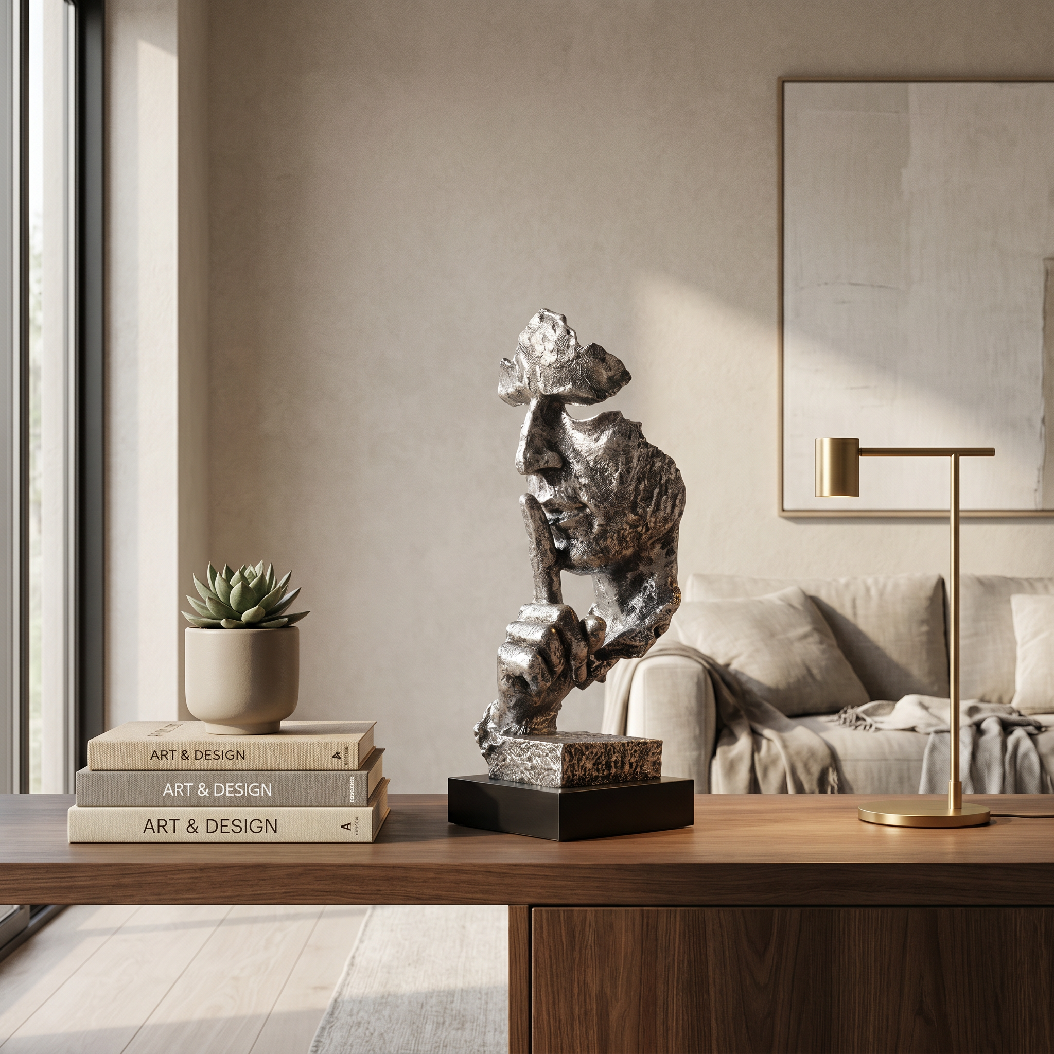 Viso Abstract Face Sculpture-Home & Garden > Decor > Decorative Objects & Sculptures-Laren Fete-Gold-Laren Fete