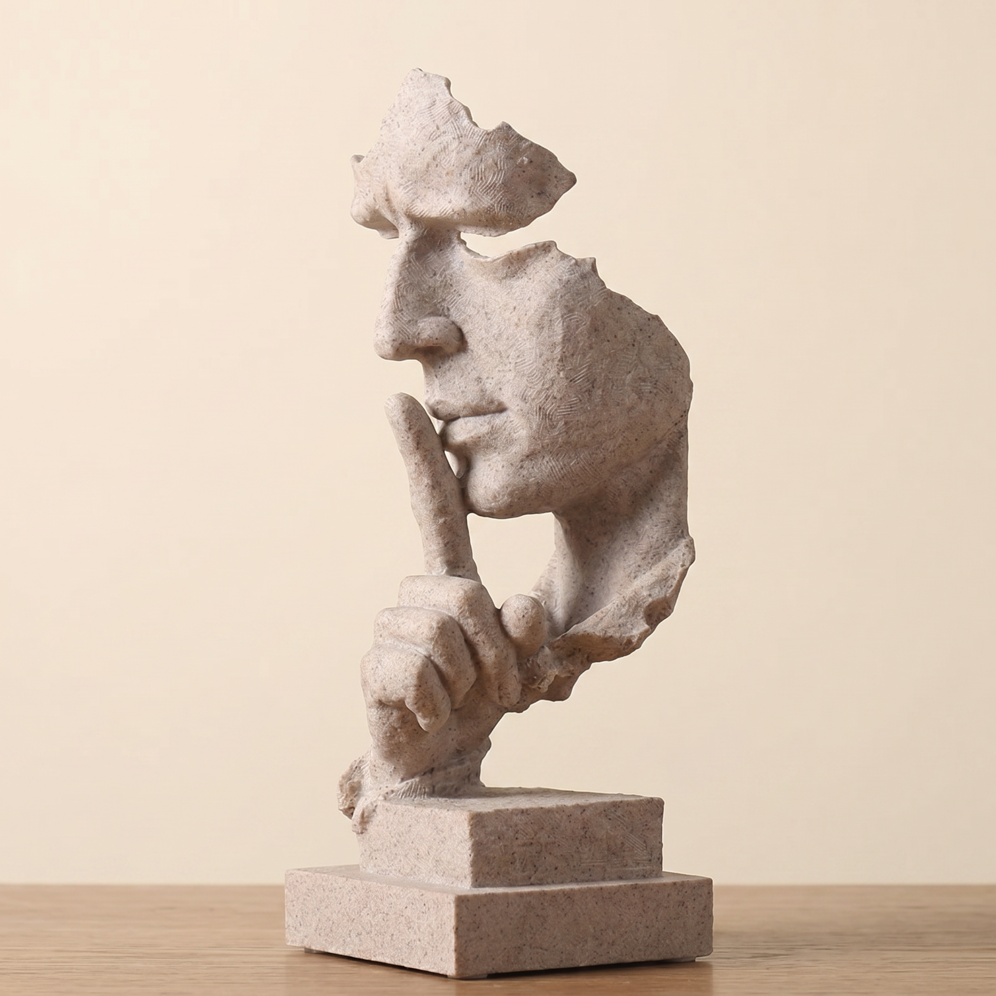 Viso Abstract Face Sculpture-Home & Garden > Decor > Decorative Objects & Sculptures-Laren Fete-Sandstone-Laren Fete