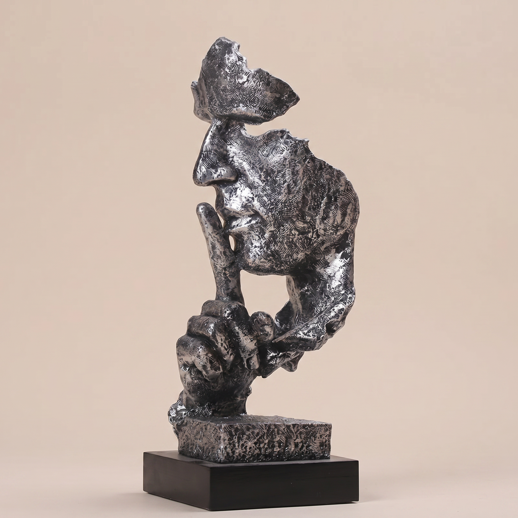 Viso Abstract Face Sculpture-Home & Garden > Decor > Decorative Objects & Sculptures-Laren Fete-Silver-Laren Fete