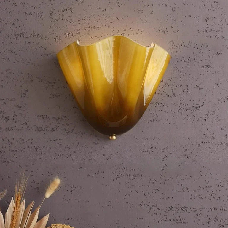 Vistia Glass Wall Lamp – Retro Frosted Shade-Home & Garden > Lighting > Wall Lights & Sconces-Laren Fete-Brown-Warm light-Laren Fete