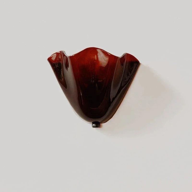 Vistia Glass Wall Lamp – Retro Frosted Shade-Home & Garden > Lighting > Wall Lights & Sconces-Laren Fete-Burgundy-Warm light-Laren Fete
