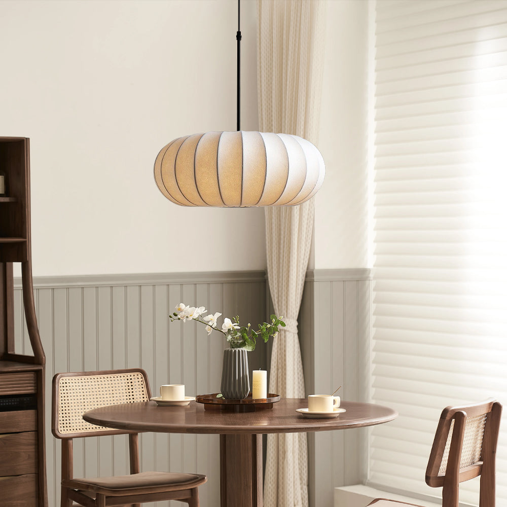 Vivid Pendant Light | Handcrafted Silk, Adjustable Height Kitchen Island Lighting 8