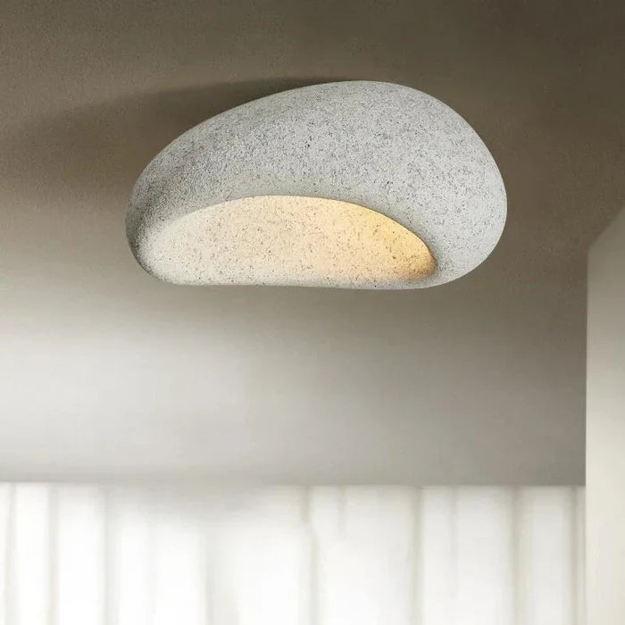 Wabina Flush Mount Ceiling Light | Organic Stone Design, LED Fixture 11