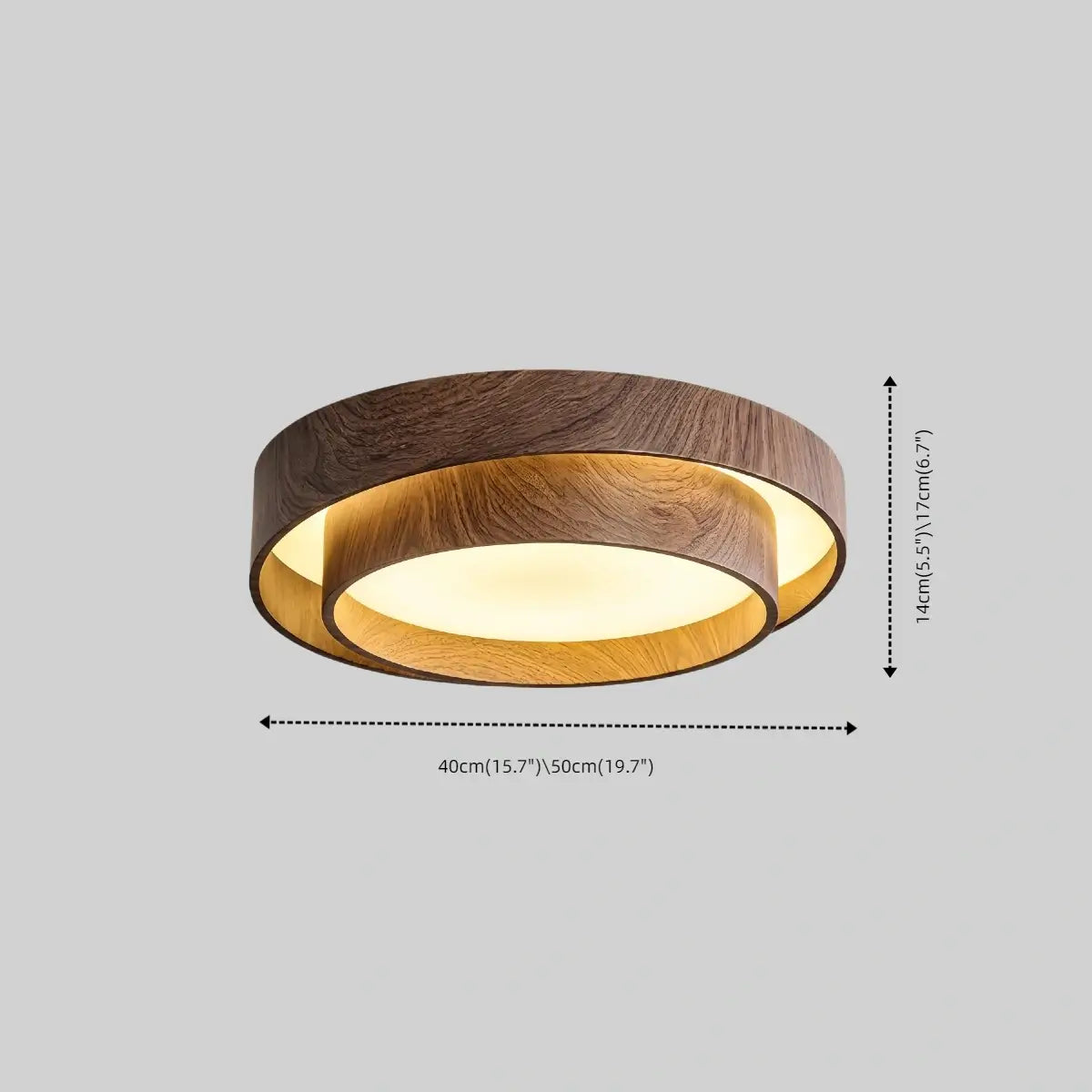 Zenno Walnut Flush Mount Ceiling Light-Home & Garden > Lighting > Ceiling Lights-Laren Fete-D40cm x H14cm (15.7″ x H 5.5″)-Warm White(3000K)-Laren Fete