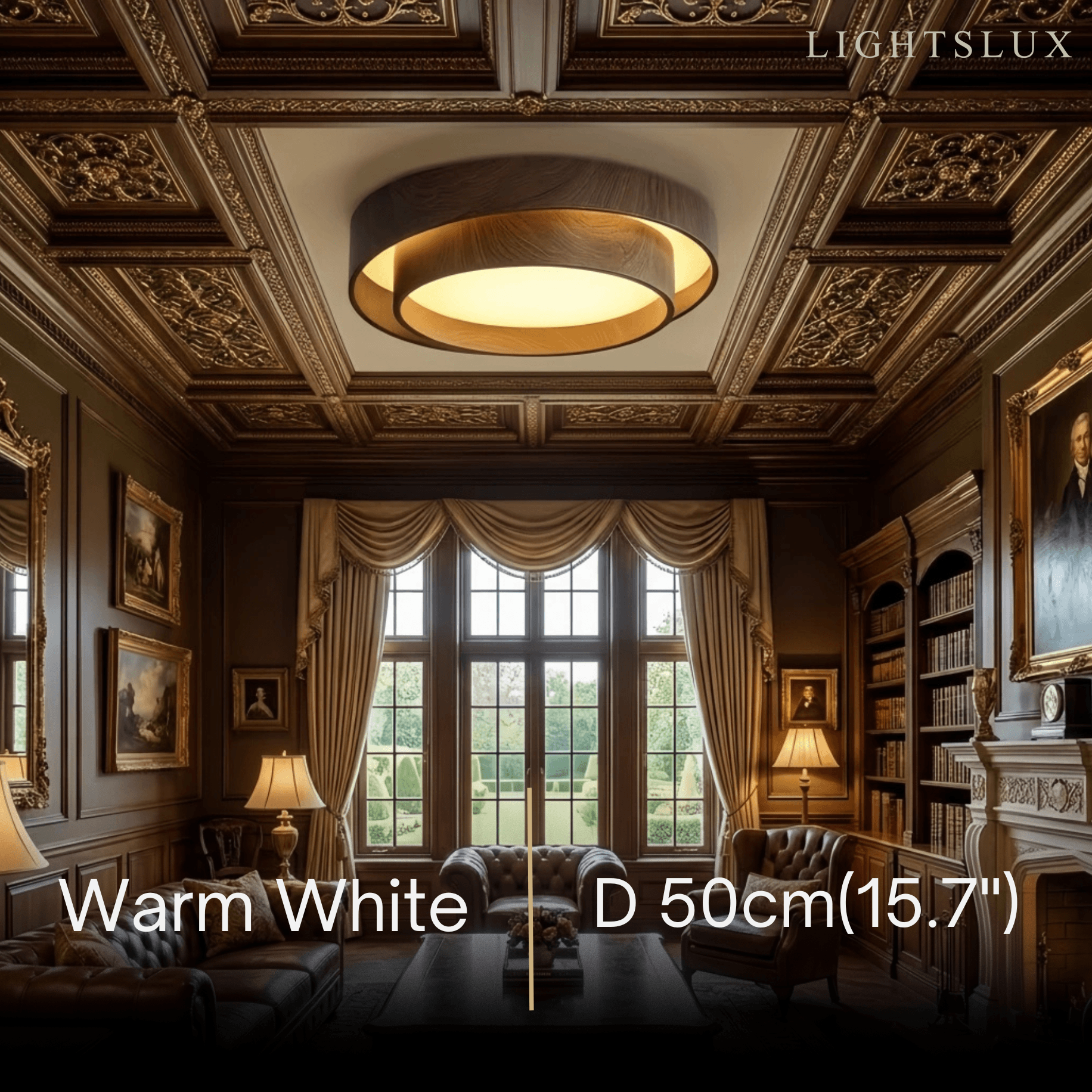 Zenno Walnut Flush Mount Ceiling Light-Home & Garden > Lighting > Ceiling Lights-Laren Fete-D40cm x H14cm (15.7″ x H 5.5″)-Warm White(3000K)-Laren Fete