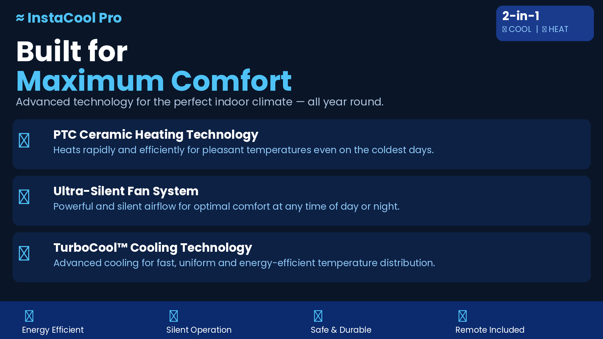 InstaCool Pro – 2-in-1 Air Conditioner & Heater - Up to 51m²| No Installation